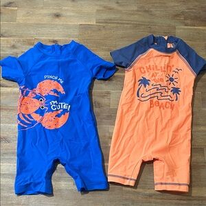 George Kids Swim One Piece Set - Blue and Orange